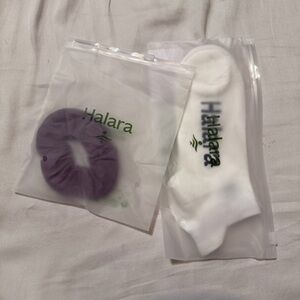 Halara Purple Scrunchie and White Socks Set